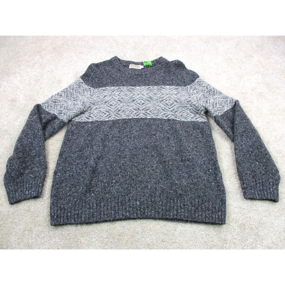 Luca Nobili Sweater Mens Large Gray White Knit Wool Blend Pullover Italy